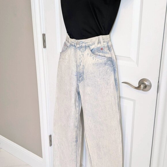 Vintage 90's Rocky Mountain Bareback Jeans white wash Pinstripe 27x34 - Picture 11 of 12